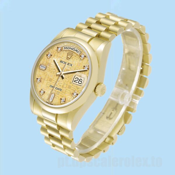 Rolex Day-Date 118208 36mm Masculino Pulseira Presidente Tom De Ouro - Image 3