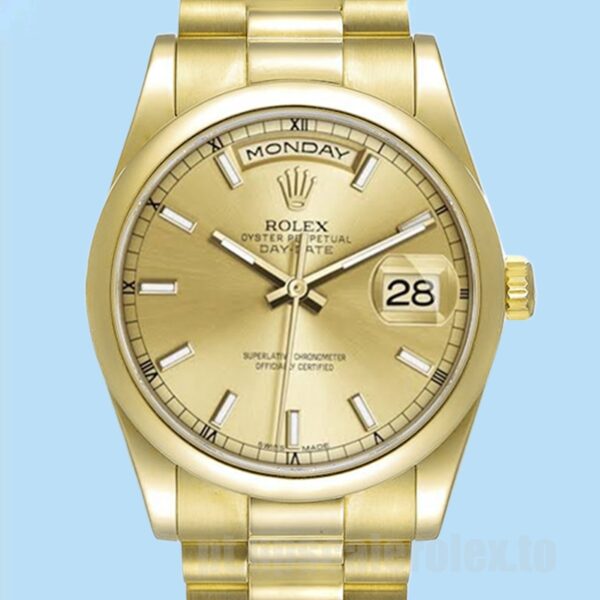 Rolex Day-Date Masculino 118208-0062 36mm Tom De Ouro