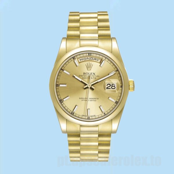 Rolex Day-Date Masculino 118208-0062 36mm Tom De Ouro - Image 2