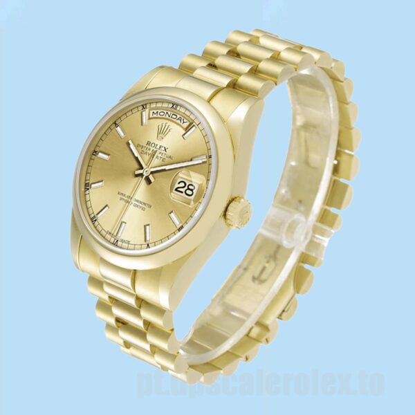 Rolex Day-Date Masculino 118208-0062 36mm Tom De Ouro - Image 3