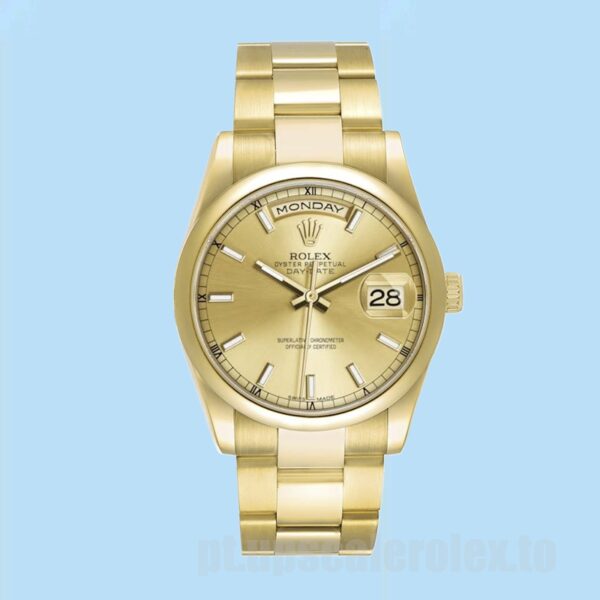 Rolex Day-Date Masculino 118208-0062 36mm Tom De Ouro - Image 5