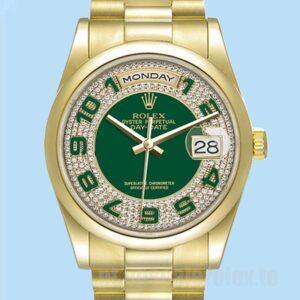 Rolex Day-Date 36mm 118208 Masculino Tom De Ouro Pulseira Presidente