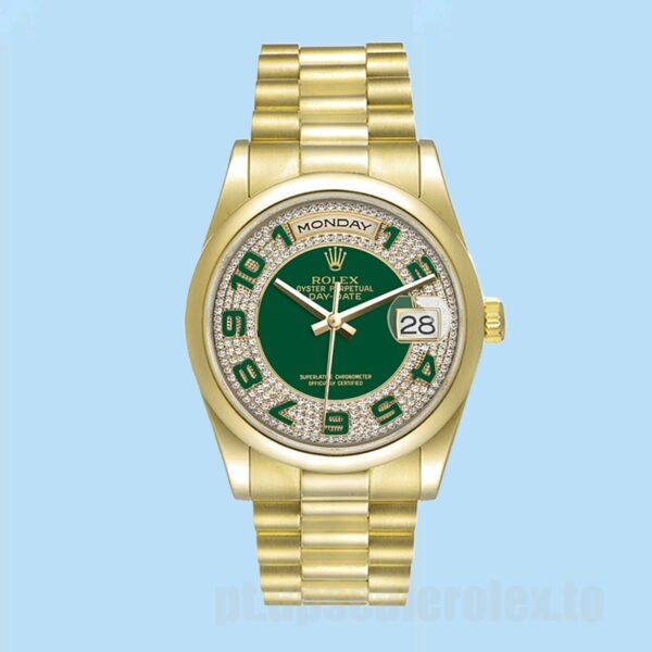 Rolex Day-Date 36mm 118208 Masculino Tom De Ouro Pulseira Presidente - Image 2