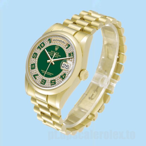 Rolex Day-Date 36mm 118208 Masculino Tom De Ouro Pulseira Presidente - Image 3