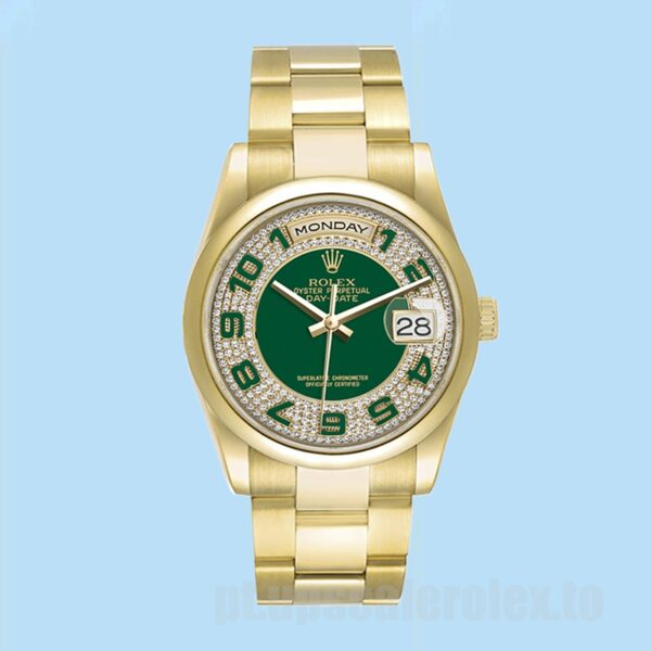 Rolex Day-Date 36mm 118208 Masculino Tom De Ouro Pulseira Presidente - Image 5