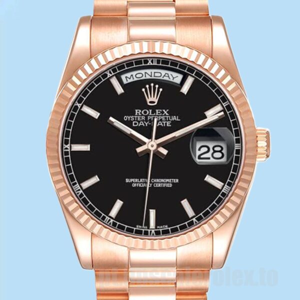 Rolex Day-Date Masculino 118235 36mm Tom De Ouro Rosa