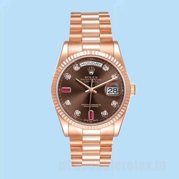 Rolex Day-Date Masculino 118235 36mm Automático Tom De Ouro Rosa - Image 2