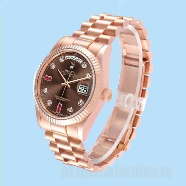 Rolex Day-Date Masculino 118235 36mm Automático Tom De Ouro Rosa - Image 3