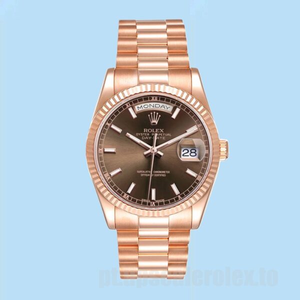 Rolex Day-Date 118235 Masculino 36mm Tom De Ouro Rosa - Image 2