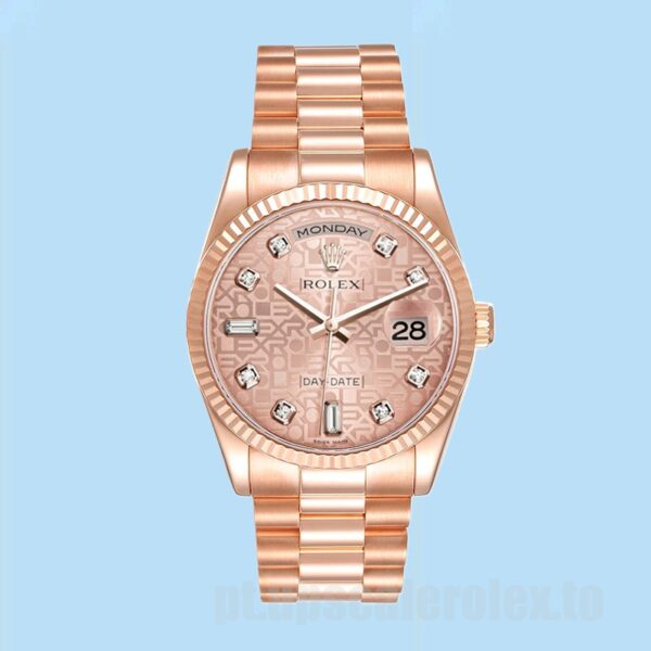 Rolex Day-Date 36mm Masculino 118235-0006 Pulseira Presidente Tom De Ouro Rosa - Image 2