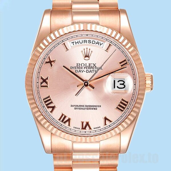 Rolex Day-Date 36mm Masculino 118235F-0001 Tom De Ouro Rosa Mostrador De Ouro Rosa