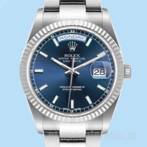 Rolex Day-Date 118239 Masculino 36mm Mostrador Azul Tom Prata