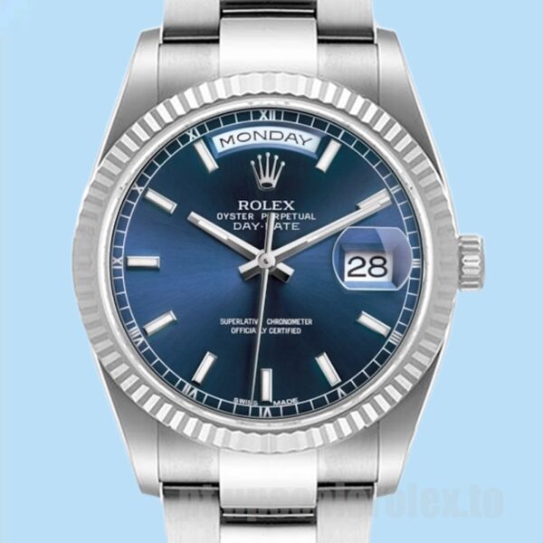 Rolex Day-Date 118239 Masculino 36mm Mostrador Azul Tom Prata