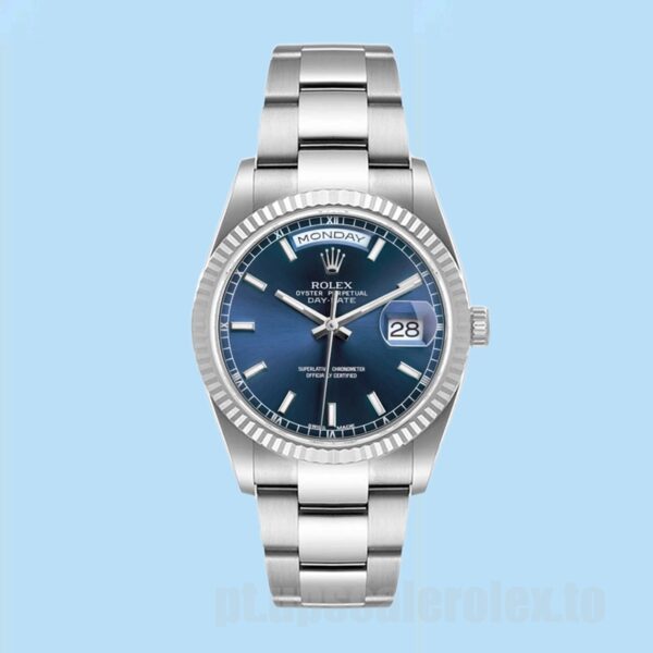 Rolex Day-Date 118239 Masculino 36mm Mostrador Azul Tom Prata - Image 2