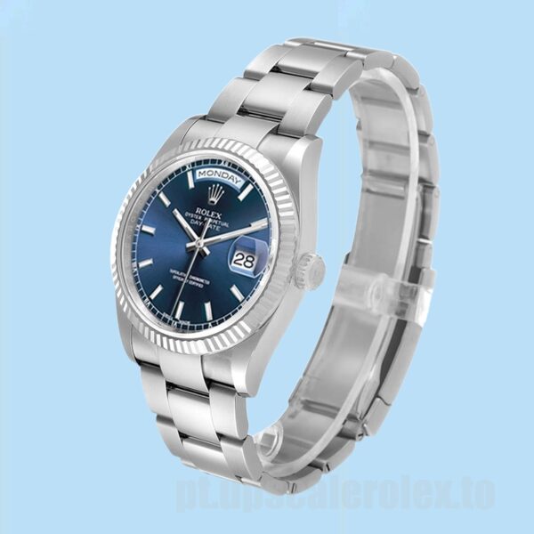 Rolex Day-Date 118239 Masculino 36mm Mostrador Azul Tom Prata - Image 3