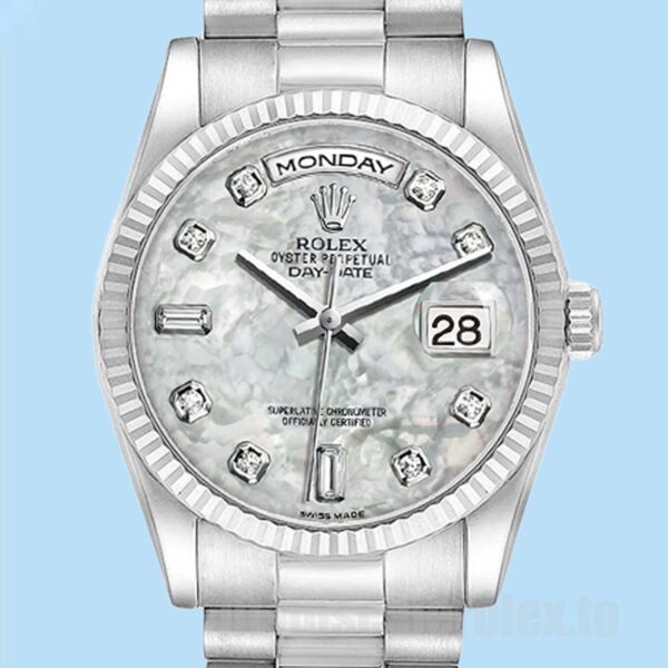 Rolex Day-Date 36mm 118239-0080 Masculino Pulseira Presidente Mostrador Madrepérola