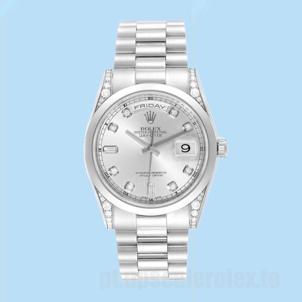 Rolex Day-Date 118296 36mm Masculino Automático Mostrador Prateado - Image 2