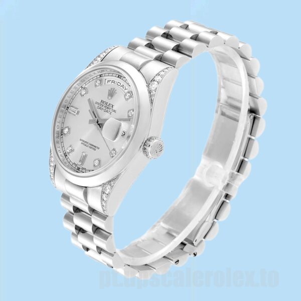 Rolex Day-Date 118296 36mm Masculino Automático Mostrador Prateado - Image 3