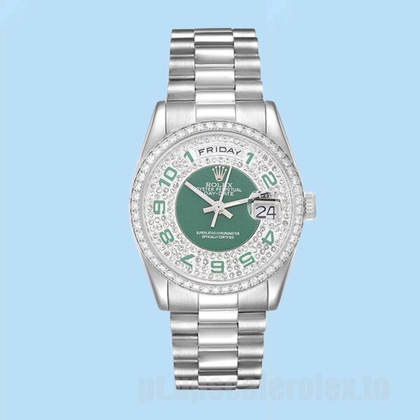 Rolex Day-Date Masculino 36mm 118346 Tom Prata Pulseira Presidente - Image 2