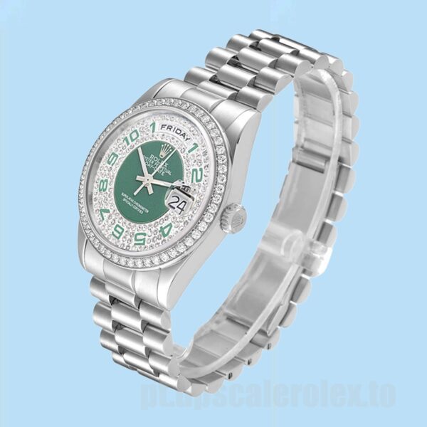 Rolex Day-Date Masculino 36mm 118346 Tom Prata Pulseira Presidente - Image 3