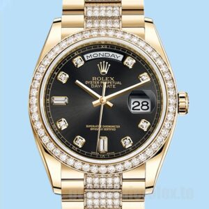 Rolex Day-Date m118348-0014 36mm Masculino Pulseira Presidente Mostrador Preto