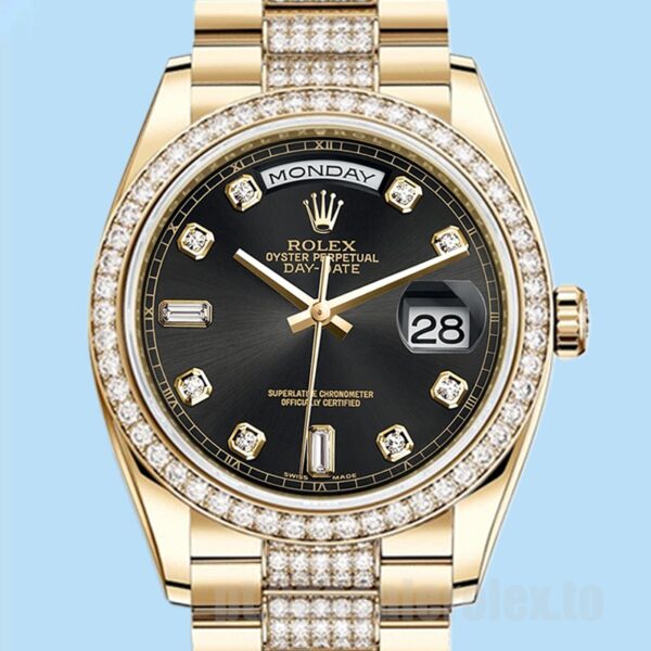 Rolex Day-Date m118348-0014 36mm Masculino Pulseira Presidente Mostrador Preto