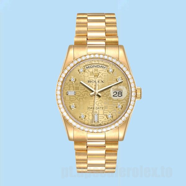 Rolex Day-Date m118348-0037 Masculino 36mm Pulseira Presidente Tom De Ouro - Image 2
