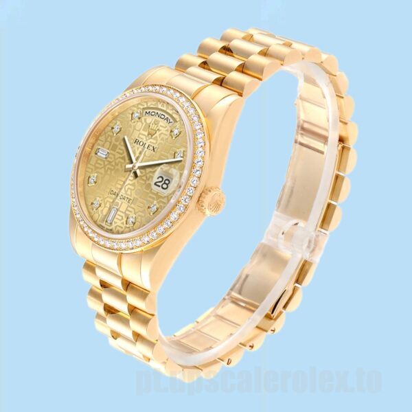 Rolex Day-Date m118348-0037 Masculino 36mm Pulseira Presidente Tom De Ouro - Image 3