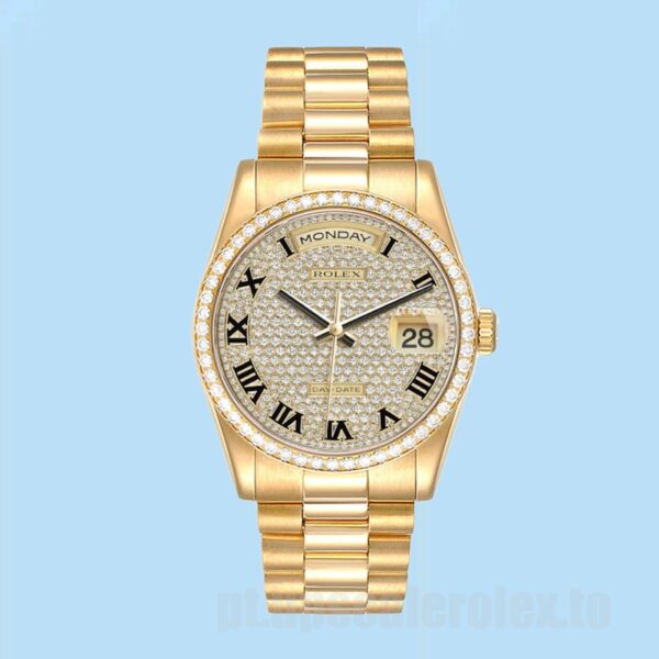 Rolex Day-Date m118348-0226 36mm Masculino Tom De Ouro Ver - Image 2