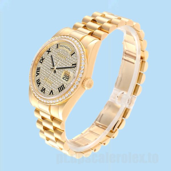 Rolex Day-Date m118348-0226 36mm Masculino Tom De Ouro Ver - Image 3