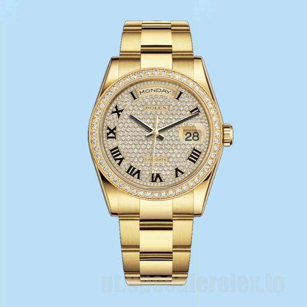 Rolex Day-Date m118348-0226 36mm Masculino Tom De Ouro Ver - Image 5