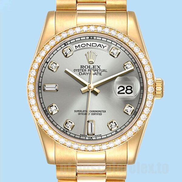 Rolex Day-Date m118348-0077 Masculino 36mm Ver Mostrador Cinza