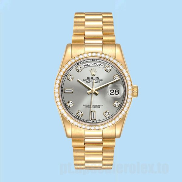 Rolex Day-Date m118348-0077 Masculino 36mm Ver Mostrador Cinza - Image 2