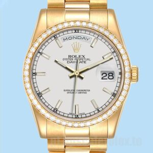 Rolex Day-Date Masculino 36mm m118348-0098 Mostrador Branco Ver