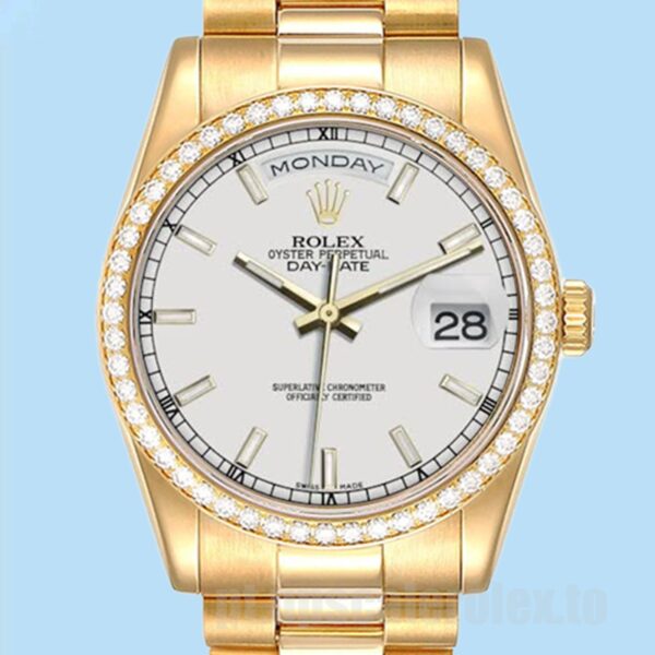 Rolex Day-Date Masculino 36mm m118348-0098 Mostrador Branco Ver