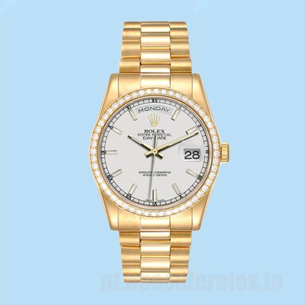 Rolex Day-Date Masculino 36mm m118348-0098 Mostrador Branco Ver - Image 2