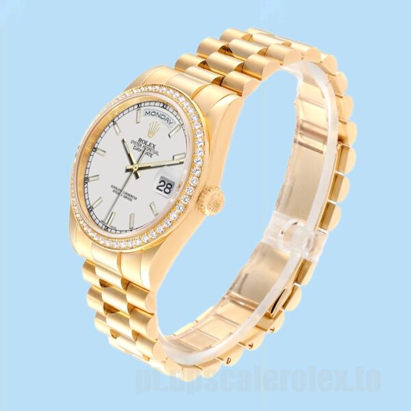 Rolex Day-Date Masculino 36mm m118348-0098 Mostrador Branco Ver - Image 3