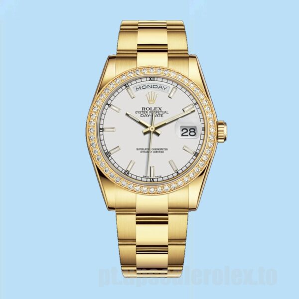 Rolex Day-Date Masculino 36mm m118348-0098 Mostrador Branco Ver - Image 5
