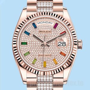 Rolex Day-Date 36mm Masculino m128235-0040 Tom De Ouro Rosa Ver