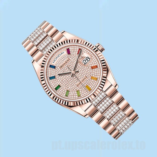 Rolex Day-Date 36mm Masculino m128235-0040 Tom De Ouro Rosa Ver - Image 3