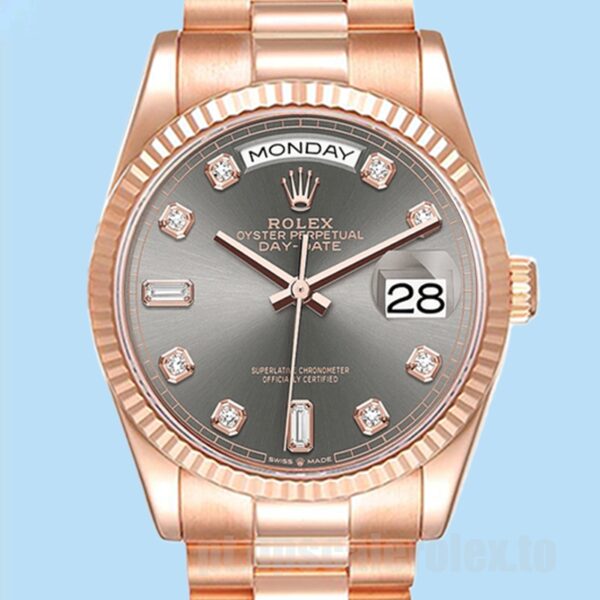 Rolex Day-Date Masculino m128235-0050 36mm Ver Tom De Ouro Rosa