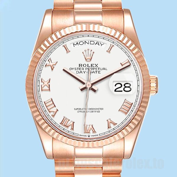 Rolex Day-Date 36mm Masculino m128235-0052 Mostrador Branco