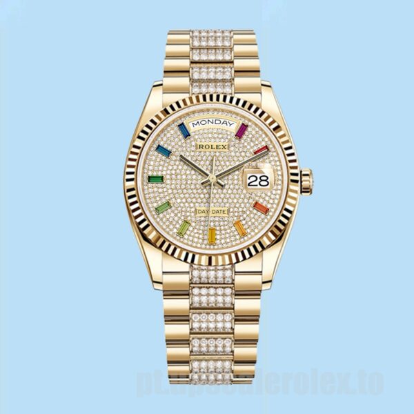 Rolex Day-Date Masculino 36mm m128238-0052 Tom De Ouro - Image 2