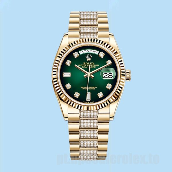 Rolex Day-Date Masculino 36mm m128238-0070 Mostrador Verde - Image 2