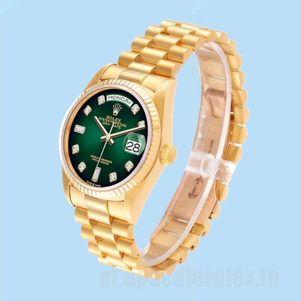 Rolex Day-Date m128238-0069 Masculino 36mm Mostrador Verde Tom De Ouro - Image 3