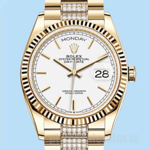 Rolex Day-Date 36mm Masculino m128238-0082 Ver Mostrador Branco