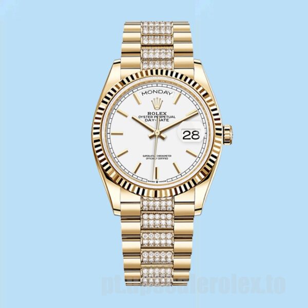 Rolex Day-Date 36mm Masculino m128238-0082 Ver Mostrador Branco - Image 2