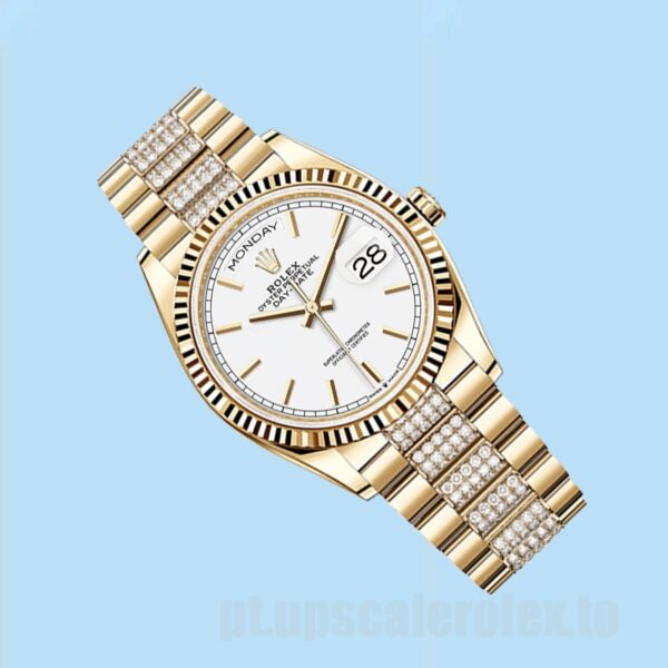 Rolex Day-Date 36mm Masculino m128238-0082 Ver Mostrador Branco - Image 3