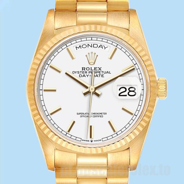 Rolex Day-Date 36mm m128238-0081 Masculino Tom De Ouro Pulseira Presidente