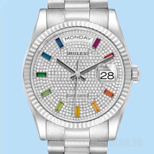 Rolex Day-Date 36mm m128239-0019 Masculino Ver Mostrador Pavimentado Diamante